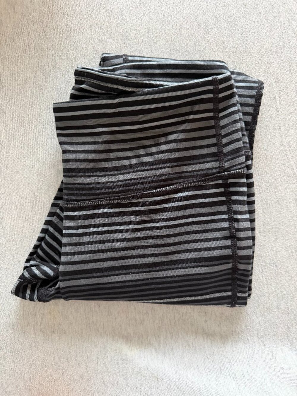 Athleta Black Gray Striped Athletic Leggings Size Small